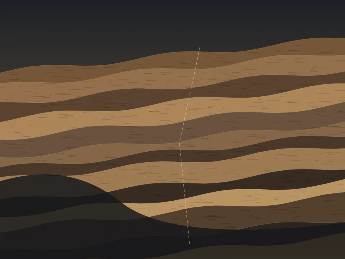 Layered rock strata with a fault line illustration